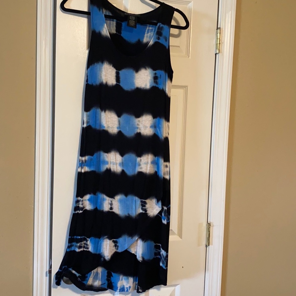 Sz Small. Design History Black Blue Tye Dye dress